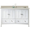 American Imaginations AI-19539 59-in. W Floor Mount White Vanity Set For 1 Hole Drilling Beige Top Biscuit UM Sink