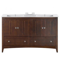 American Imaginations AI-19553 59-in. W Floor Mount Walnut Vanity Set For 1 Hole Drilling