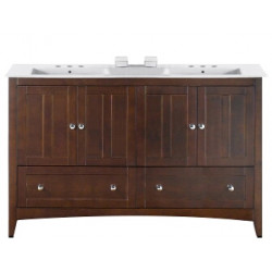 American Imaginations AI-19554 59-in. W Floor Mount Walnut Vanity Set For 3H8-in. Drilling