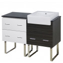American Imaginations AI-19648 48.75-in. W Floor Mount White-Dawn Grey Vanity Set For 1 Hole Drilling Black Galaxy Top
