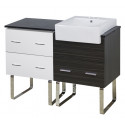 American Imaginations AI-19649 48.75-in. W Floor Mount White-Dawn Grey Vanity Set For 3H4-in. Drilling Black Galaxy Top