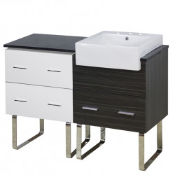 American Imaginations AI-19650 48.75-in. W Floor Mount White-Dawn Grey Vanity Set For 3H8-in. Drilling Black Galaxy Top