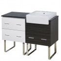 American Imaginations AI-19650 48.75-in. W Floor Mount White-Dawn Grey Vanity Set For 3H8-in. Drilling Black Galaxy Top