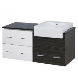 American Imaginations AI-19651 48.75-in. W Wall Mount White-Dawn Grey Vanity Set For 1 Hole Drilling Black Galaxy Top