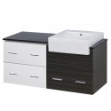 American Imaginations AI-19651 48.75-in. W Wall Mount White-Dawn Grey Vanity Set For 1 Hole Drilling Black Galaxy Top