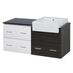 American Imaginations AI-19652 48.75-in. W Wall Mount White-Dawn Grey Vanity Set For 3H4-in. Drilling Black Galaxy Top