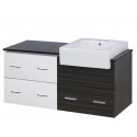American Imaginations AI-19653 48.75-in. W Wall Mount White-Dawn Grey Vanity Set For 3H8-in. Drilling Black Galaxy Top