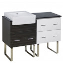 American Imaginations AI-19654 48.75-in. W Floor Mount White-Dawn Grey Vanity Set For 1 Hole Drilling Black Galaxy Top