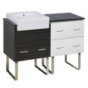 American Imaginations AI-19655 48.75-in. W Floor Mount White-Dawn Grey Vanity Set For 3H4-in. Drilling Black Galaxy Top