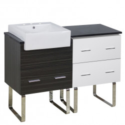 American Imaginations AI-19656 48.75-in. W Floor Mount White-Dawn Grey Vanity Set For 3H8-in. Drilling Black Galaxy Top