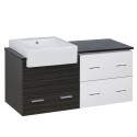 American Imaginations AI-19657 48.75-in. W Wall Mount White-Dawn Grey Vanity Set For 1 Hole Drilling Black Galaxy Top