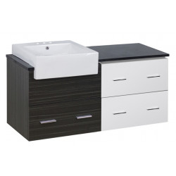 American Imaginations AI-19658 48.75-in. W Wall Mount White-Dawn Grey Vanity Set For 3H4-in. Drilling Black Galaxy Top