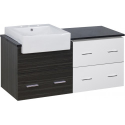 American Imaginations AI-19659 48.75-in. W Wall Mount White-Dawn Grey Vanity Set For 3H8-in. Drilling Black Galaxy Top