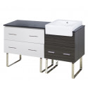 American Imaginations AI-19660 60.75-in. W Floor Mount White-Dawn Grey Vanity Set For 1 Hole Drilling Black Galaxy Top