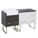 American Imaginations AI-19668 60.75-in. W Floor Mount White-Dawn Grey Vanity Set For 3H8-in. Drilling Black Galaxy Top