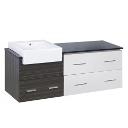American Imaginations AI-19669 60.75-in. W Wall Mount White-Dawn Grey Vanity Set For 1 Hole Drilling Black Galaxy Top