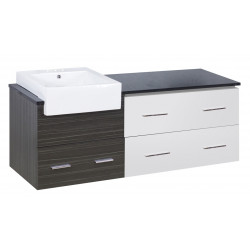 American Imaginations AI-19670 60.75-in. W Wall Mount White-Dawn Grey Vanity Set For 3H4-in. Drilling Black Galaxy Top