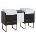 American Imaginations AI-19672 59.5-in. W Floor Mount White-Dawn Grey Vanity Set For 1 Hole Drilling Black Galaxy Top