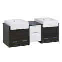 American Imaginations AI-19676 59.5-in. W Wall Mount White-Dawn Grey Vanity Set For 3H4-in. Drilling Black Galaxy Top