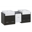 American Imaginations AI-19677 59.5-in. W Wall Mount White-Dawn Grey Vanity Set For 3H8-in. Drilling Black Galaxy Top