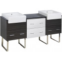 American Imaginations AI-19678 73.5-in. W Floor Mount White-Dawn Grey Vanity Set For 1 Hole Drilling Black Galaxy Top