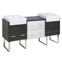 American Imaginations AI-19679 73.5-in. W Floor Mount White-Dawn Grey Vanity Set For 3H4-in. Drilling Black Galaxy Top