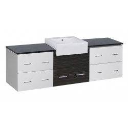 American Imaginations AI-19693 73.5-in. W Wall Mount White-Dawn Grey Vanity Set For 1 Hole Drilling Black Galaxy Top