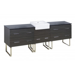 American Imaginations AI-19698 96.25-in. W Floor Mount Dawn Grey Vanity Set For 3H8-in. Drilling Black Galaxy Top