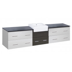 American Imaginations AI-19706 96.25-in. W Wall Mount White-Dawn Grey Vanity Set For 3H4-in. Drilling Black Galaxy Top