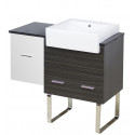 American Imaginations AI-19710 36.75-in. W Floor Mount White-Dawn Grey Vanity Set For 3H8-in. Drilling Black Galaxy Top