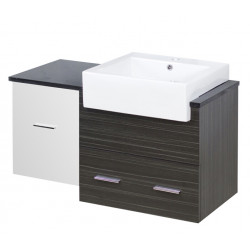 American Imaginations AI-19711 36.75-in. W Wall Mount White-Dawn Grey Vanity Set For 1 Hole Drilling Black Galaxy Top