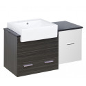 American Imaginations AI-19717 36.75-in. W Wall Mount White-Dawn Grey Vanity Set For 1 Hole Drilling Black Galaxy Top