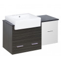 American Imaginations AI-19718 36.75-in. W Wall Mount White-Dawn Grey Vanity Set For 3H4-in. Drilling Black Galaxy Top