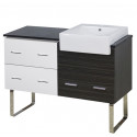 American Imaginations AI-19723 48.75-in. W Floor Mount White-Dawn Grey Vanity Set For 1 Hole Drilling Black Galaxy Top