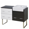 American Imaginations AI-19724 48.75-in. W Floor Mount White-Dawn Grey Vanity Set For 3H4-in. Drilling Black Galaxy Top