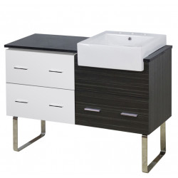 American Imaginations AI-19725 48.75-in. W Floor Mount White-Dawn Grey Vanity Set For 3H8-in. Drilling Black Galaxy Top