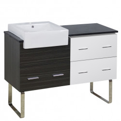 American Imaginations AI-19735 48.75-in. W Floor Mount White-Dawn Grey Vanity Set For 1 Hole Drilling Black Galaxy Top