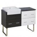 American Imaginations AI-19735 48.75-in. W Floor Mount White-Dawn Grey Vanity Set For 1 Hole Drilling Black Galaxy Top