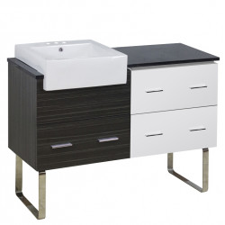 American Imaginations AI-19736 48.75-in. W Floor Mount White-Dawn Grey Vanity Set For 3H4-in. Drilling Black Galaxy Top