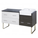 American Imaginations AI-19747 60.75-in. W Floor Mount White-Dawn Grey Vanity Set For 1 Hole Drilling Black Galaxy Top