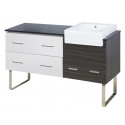 American Imaginations AI-19748 60.75-in. W Floor Mount White-Dawn Grey Vanity Set For 3H4-in. Drilling Black Galaxy Top