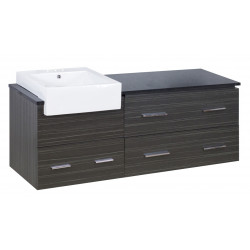American Imaginations AI-19763 60.75-in. W Wall Mount Dawn Grey Vanity Set For 3H4-in. Drilling Black Galaxy Top