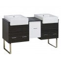 American Imaginations AI-19768 59.5-in. W Floor Mount White-Dawn Grey Vanity Set For 1 Hole Drilling Black Galaxy Top