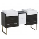American Imaginations AI-19770 59.5-in. W Floor Mount White-Dawn Grey Vanity Set For 3H8-in. Drilling Black Galaxy Top