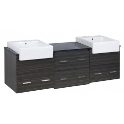American Imaginations AI-19781 73.5-in. W Wall Mount Dawn Grey Vanity Set For 3H4-in. Drilling Black Galaxy Top