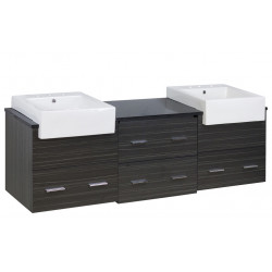 American Imaginations AI-19782 73.5-in. W Wall Mount Dawn Grey Vanity Set For 3H8-in. Drilling Black Galaxy Top