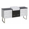 American Imaginations AI-19789 76.25-in. W Floor Mount White-Dawn Grey Vanity Set For 1 Hole Drilling Black Galaxy Top