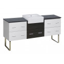 American Imaginations AI-19790 76.25-in. W Floor Mount White-Dawn Grey Vanity Set For 3H4-in. Drilling Black Galaxy Top