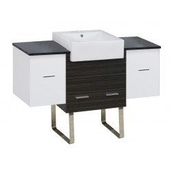 American Imaginations AI-19801 50.75-in. W Floor Mount White-Dawn Grey Vanity Set For 1 Hole Drilling Black Galaxy Top
