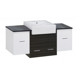 American Imaginations AI-19808 50.75-in. W Wall Mount White-Dawn Grey Vanity Set For 3H4-in. Drilling Black Galaxy Top